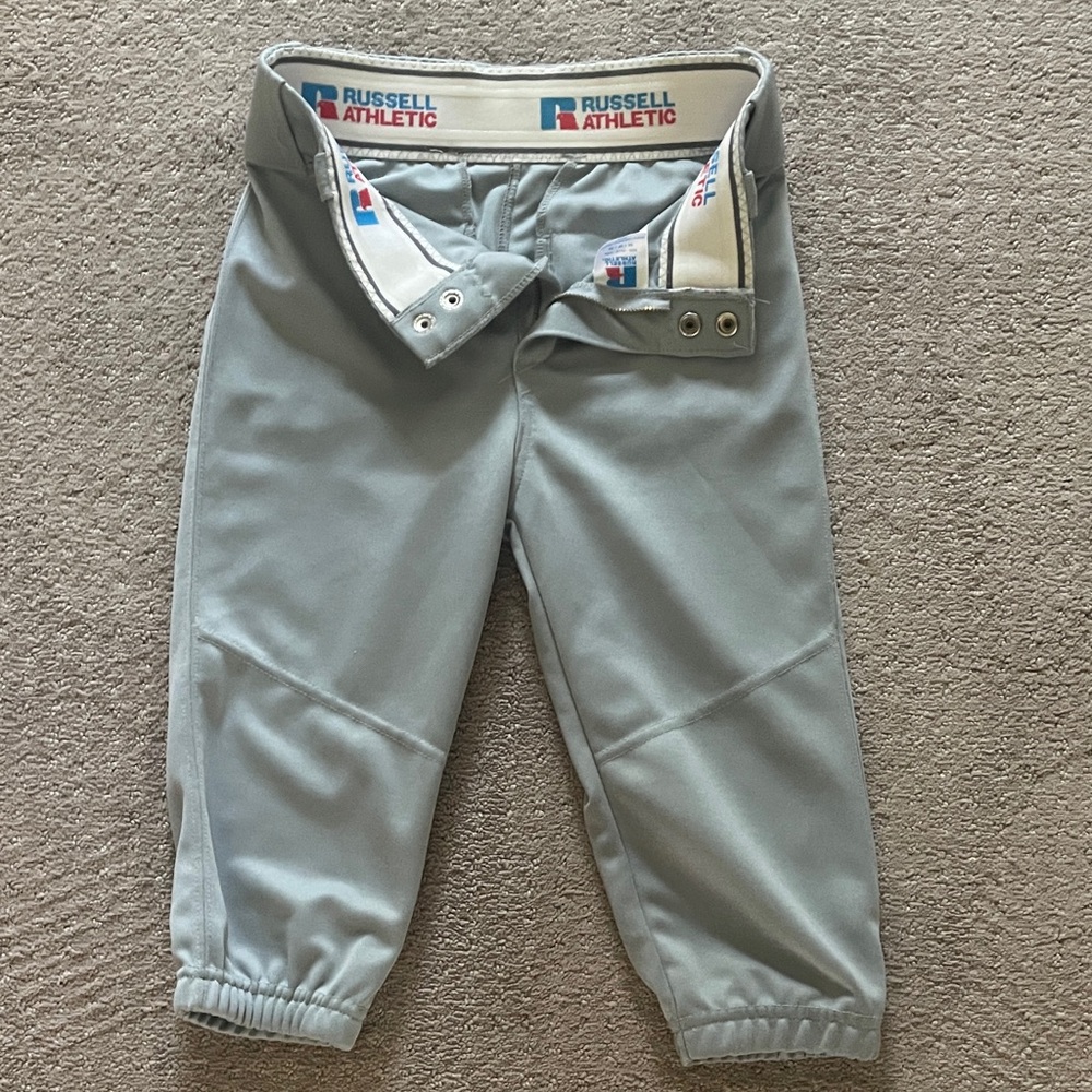 Russell Athletic Kids Light Gray Athletic Baseball Pants-Girls Medium